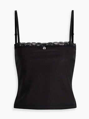 ALEXANDER WANG LACE TRIMMED CAMISOLE STRETCH A RHINESTONE CENTER BUST SZ XS